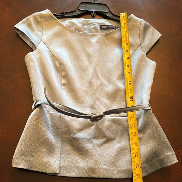 Foley’s Petite Women’s Top Cap Sleeve Peplum Hem With Detachable Belt Si… - Picture 6 of 12